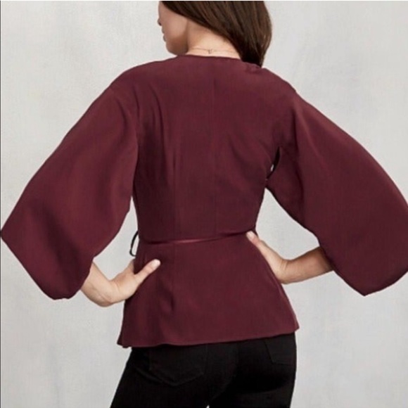 Reformation Nolita Kimono Blouse in Merlot - Picture 2 of 4